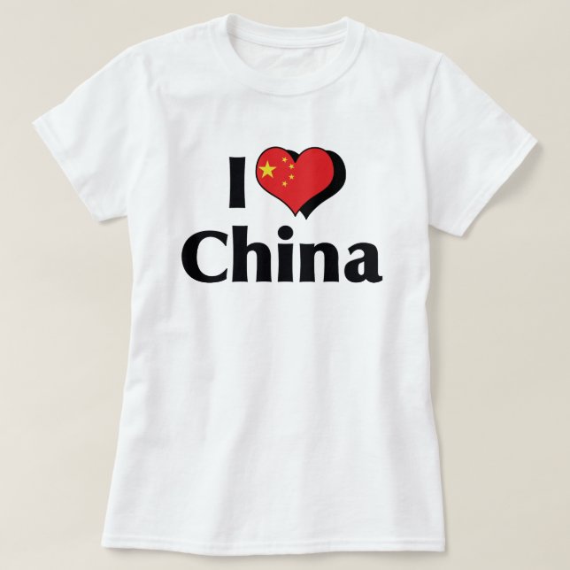 Camiseta Eu Amo a Bandeira da China (Frente do Design)