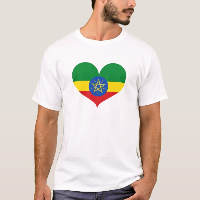 Camiseta Eu amo a bandeira da Etiópia (Frente)