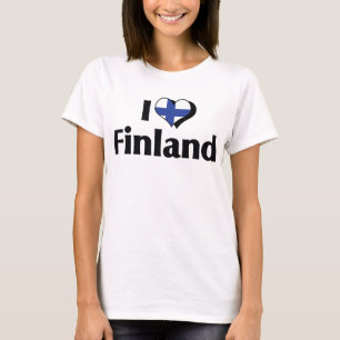 Camiseta Eu Amo a Bandeira da Finlândia