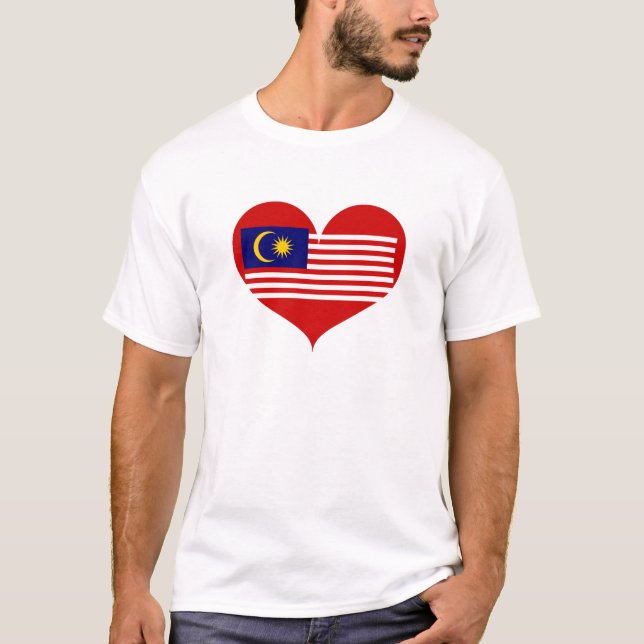Camiseta Eu amo a bandeira da Malásia (Frente)