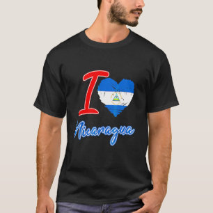 Camiseta Eu amo a bandeira da Nicarágua