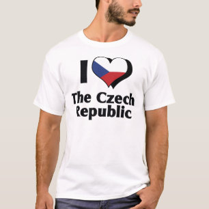 Camiseta Eu amo a bandeira da república checa