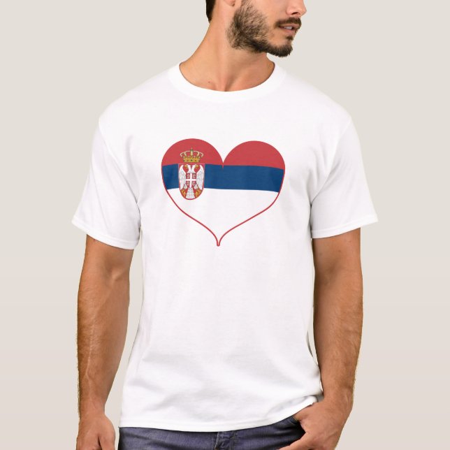 Camiseta Eu Amo a bandeira da Sérvia (Frente)