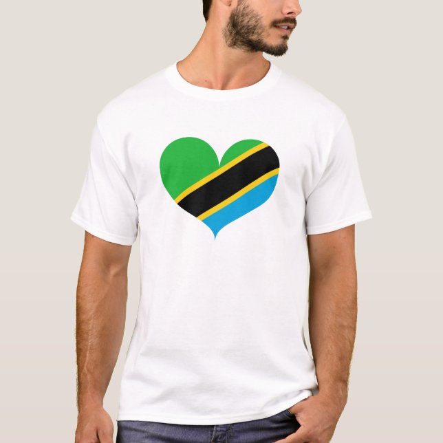 Camiseta Eu amo a bandeira da Tanzânia (Frente)