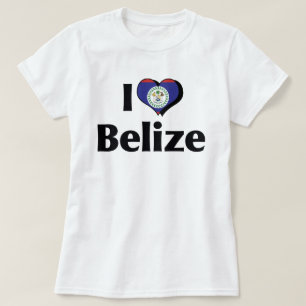 Camiseta Eu Amo a Bandeira de Belize