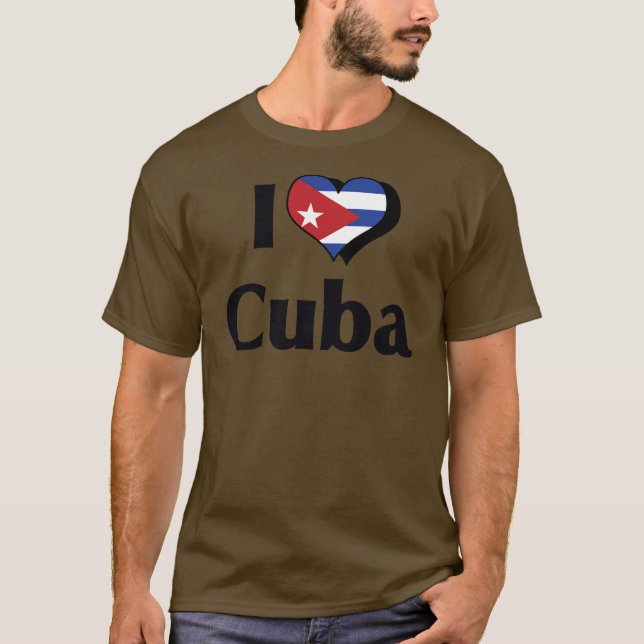 Camiseta Eu Amo a Bandeira de Cuba (Frente)