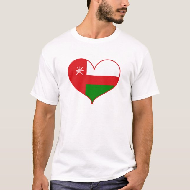 Camiseta Eu Amo a Bandeira de Omã (Frente)