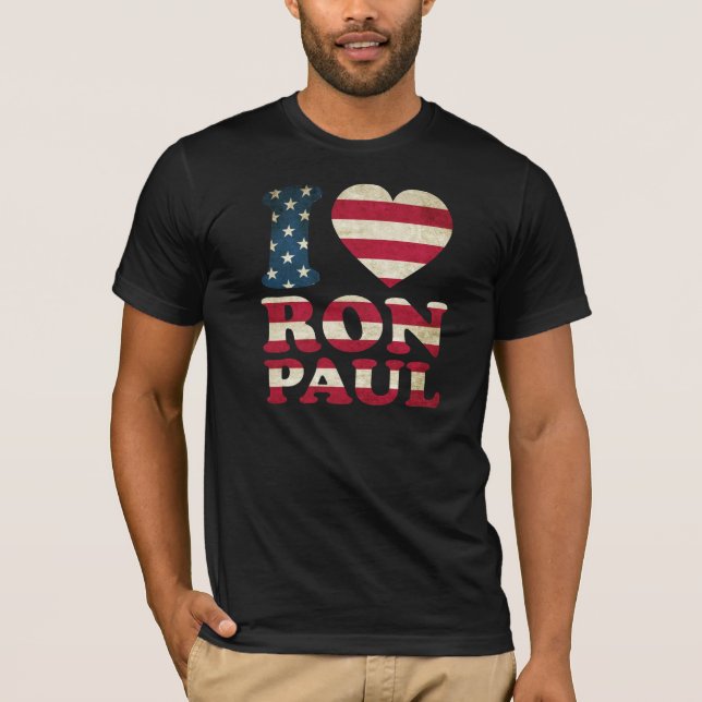 Camiseta Eu amo a bandeira de Ron Paul (Frente)