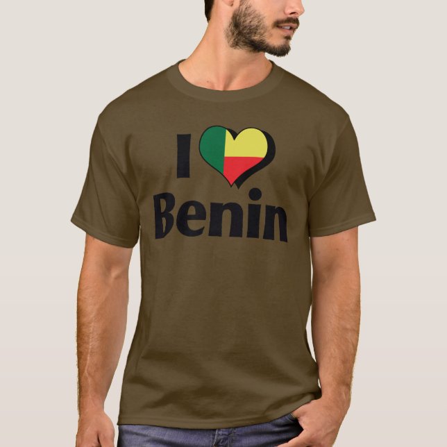 Camiseta Eu Amo a Bandeira do Benim (Frente)