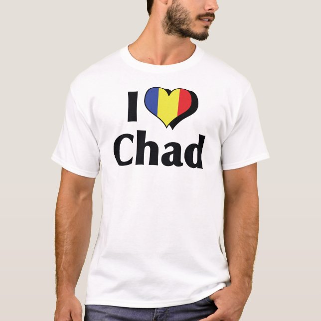 Camiseta Eu Amo a Bandeira do Chade (Frente)
