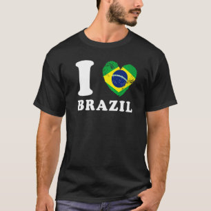 Camiseta Eu Amo a Bandeira do Coração Brasil