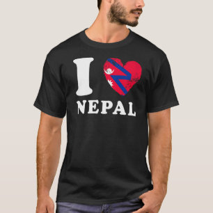 Camiseta Eu amo a bandeira do coração no Nepal Nepal