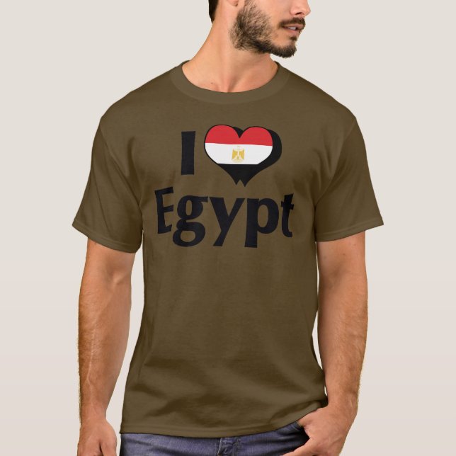 Camiseta Eu Amo a Bandeira do Egito (Frente)