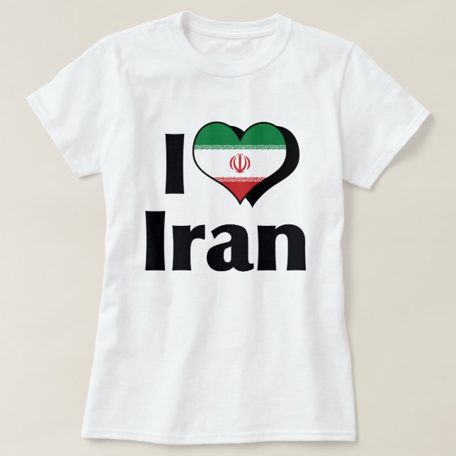 Camiseta Eu Amo a Bandeira do Irã (Frente do Design)