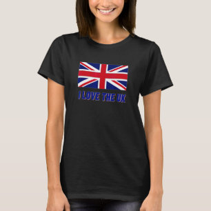 Camiseta Eu Amo A bandeira Do Jack Union Do Reino Unido