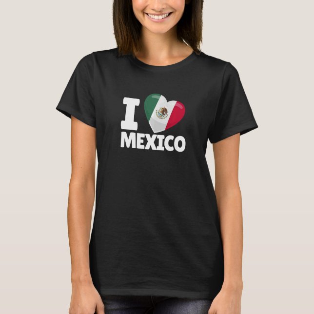 Camiseta Eu Amo a Bandeira do México Coração México (Frente)