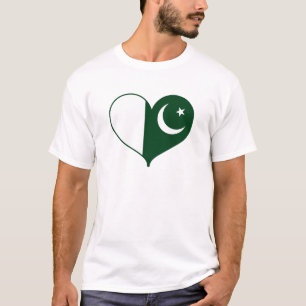 Camiseta Eu amo a bandeira do Paquistão