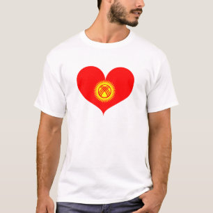 Camiseta Eu amo a bandeira do Quirguistão