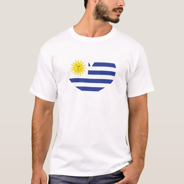 Camiseta Eu Amo A Bandeira Do Uruguai (Frente)