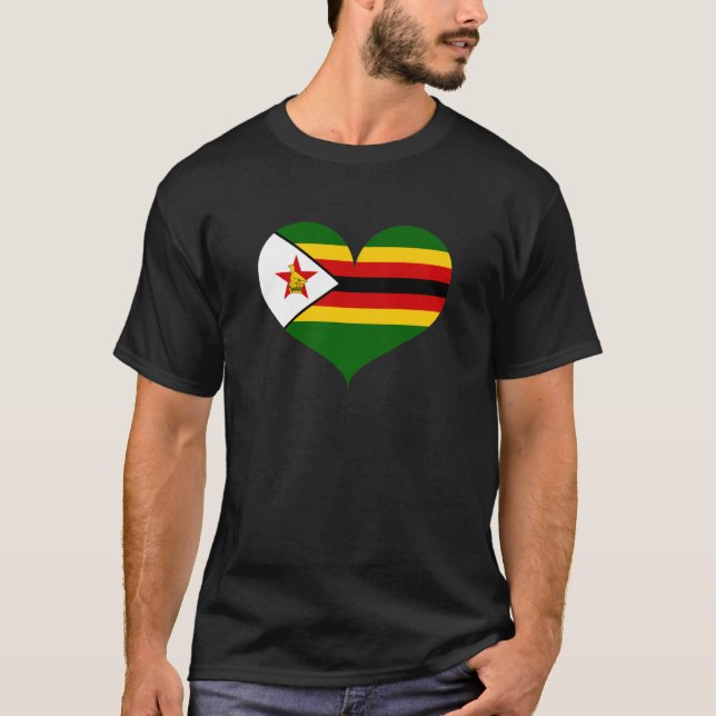 Camiseta Eu Amo A Bandeira Do Zimbabué (Frente)