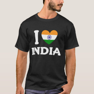 Camiseta Eu amo a bandeira indiana cardíaca indiana