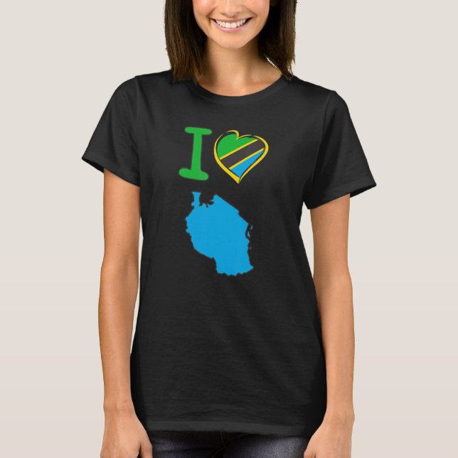 Camiseta Eu amo a bandeira tanzaniana na forma de h (Frente)