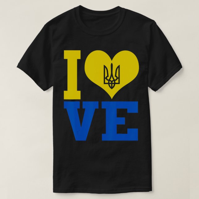 Camiseta Eu amo a bandeira ucraniana  (Frente do Design)