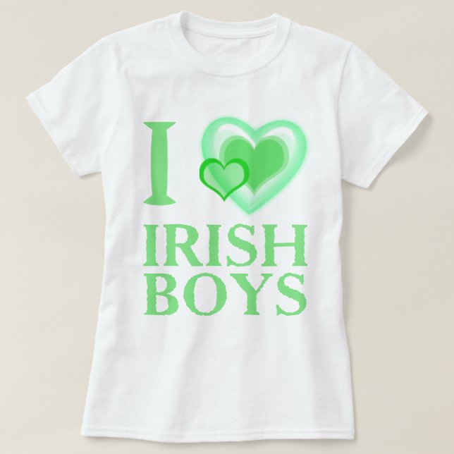 Camiseta Eu amo a boneca irlandesa das senhoras dos meninos (Frente do Design)