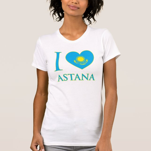 Camiseta Eu amo a camisola de alças das senhoras de Astana (Frente)