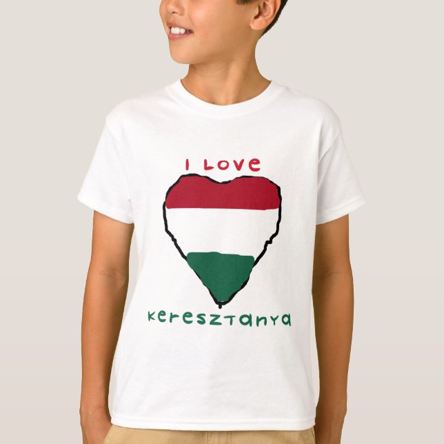Camiseta Eu amo a camisola dos miúdos de Keresztanya (Frente)