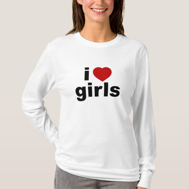 Camiseta Eu amo a Capa longa do AA Hoody das meninas (Frente)