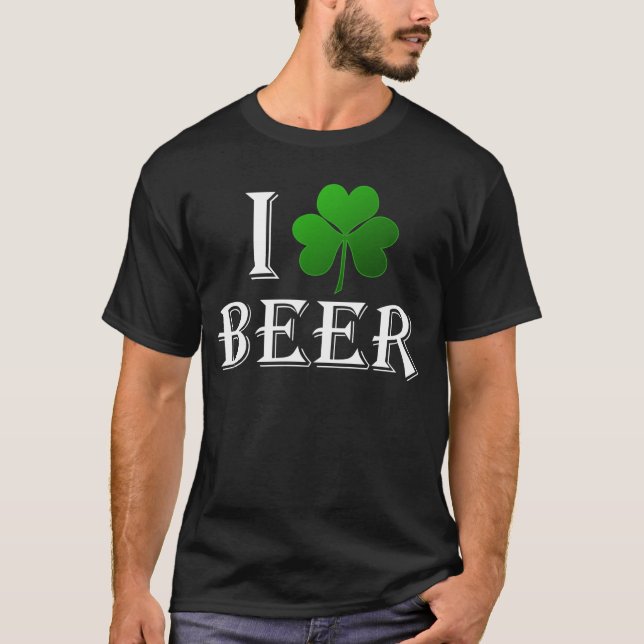 Camiseta Eu amo a cerveja, dia do St. Patricks do trevo do (Frente)