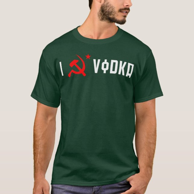 Camiseta EU AMO a cópia PRETA da VODCA (Frente)