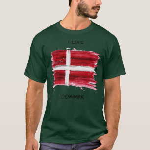Camiseta Eu Amo A Dinamarca Minha Casa Meu País