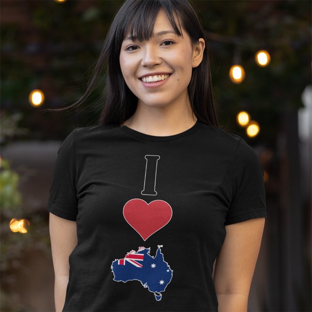 Camiseta Eu Amo A Diversão Austrália I Heart Australian Fla (Criador carregado)