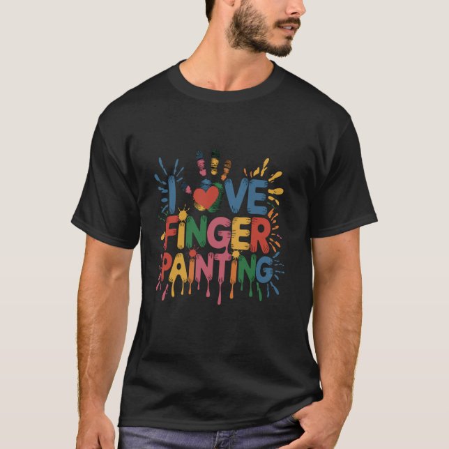 Camiseta Eu Amo a Diversão da Pintura com os Dedos (Frente)
