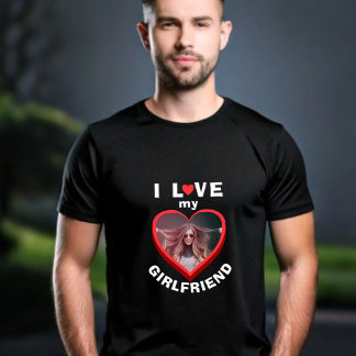 Camiseta Eu amo a foto do meu namorado em forma de coração