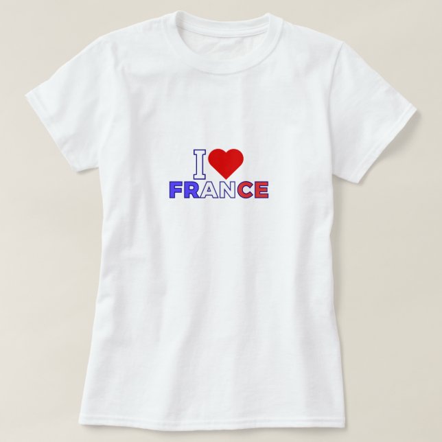 Camiseta Eu Amo a França (Frente do Design)