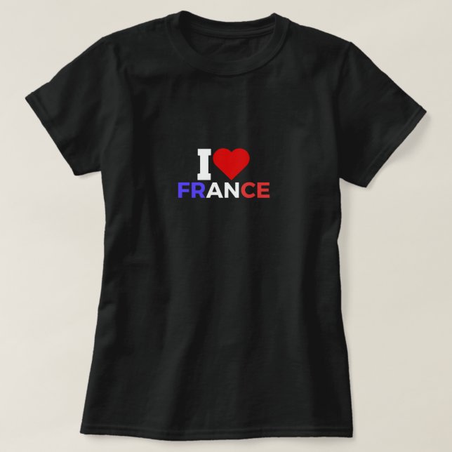 Camiseta Eu Amo a França (Frente do Design)