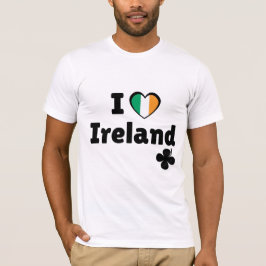 Camiseta Eu Amo a Irlanda Bandeira Irlandesa Coração e Trev