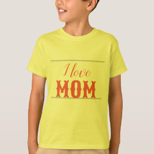 Camiseta Eu amo a mãe, garoto amarelo alaranjado