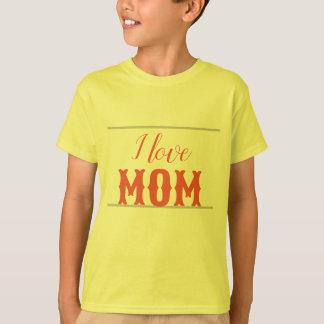 Camiseta Eu amo a mãe, garoto amarelo alaranjado