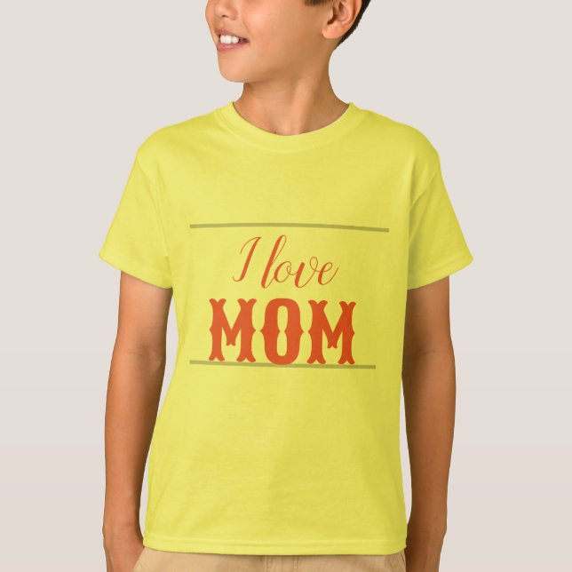 Camiseta Eu amo a mãe, garoto amarelo alaranjado (Frente)