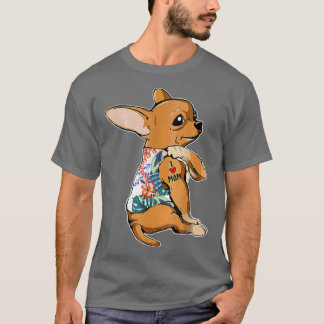 Camiseta Eu Amo A Mãe Tattoo Chihuahua Dogflower Dia de as