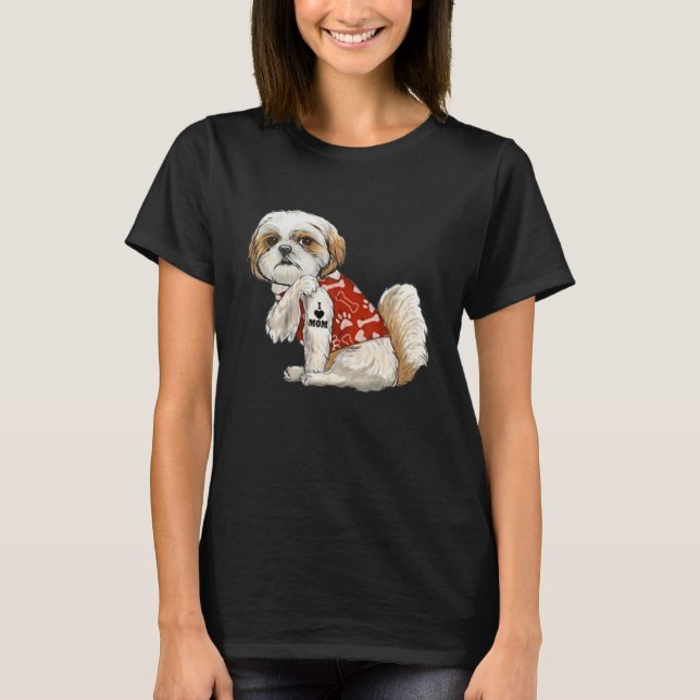 Camiseta Eu Amo A Mãe Tattoo Shih Tzu Mãe Dia de as mães En (Frente)