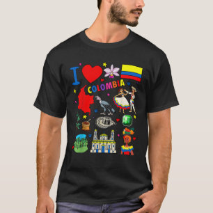 Camiseta Eu amo a Mão Colômbia desenhada com marcos colombi