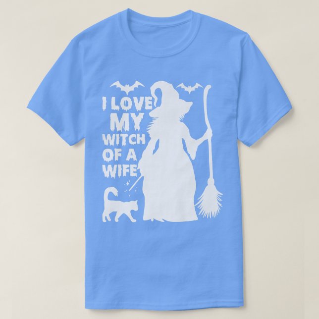 Camiseta Eu Amo A Minha Bruxa De Uma Mulher De Halloween (Frente do Design)