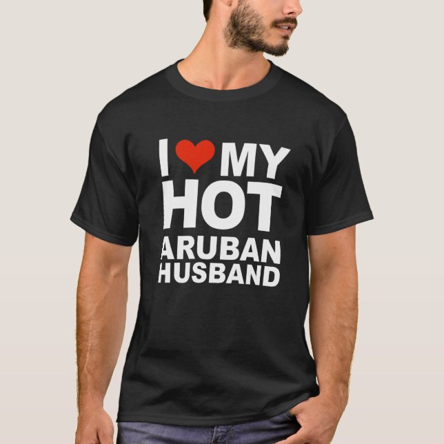 Camiseta Eu Amo A Minha Casamento De Marido Arubano Quente  (Frente)