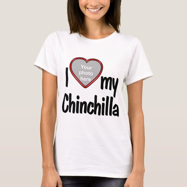 Camiseta Eu Amo A Minha Fotografia Chinchilla Cute Red Hear (Frente)