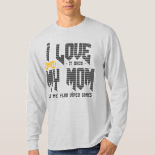Camiseta Eu amo a minha mãe cinzas Básicas de Longa Folha